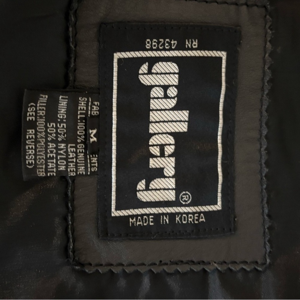 Funnel neck Black real Leather Jacket - Picture 6 of 7